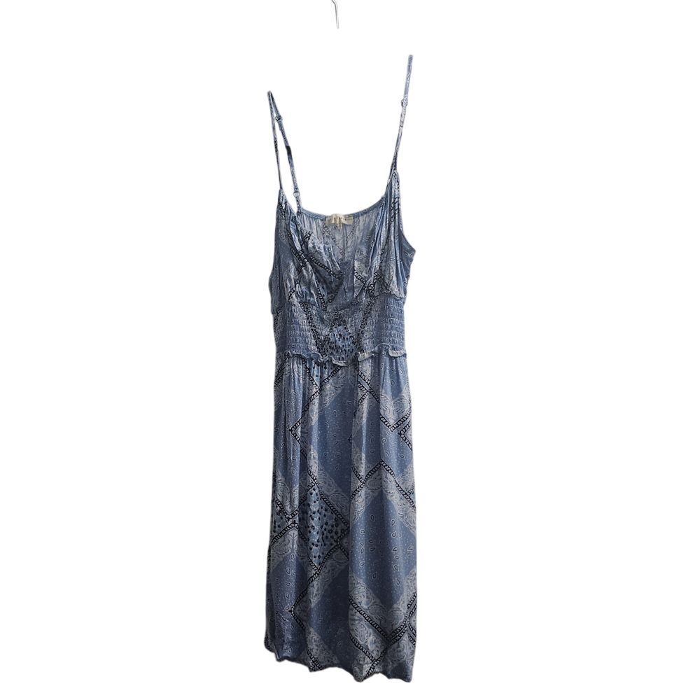 LA Hearts Blue Geometric Print Midi Sundress Spaghetti Strap Summer Dress Size S